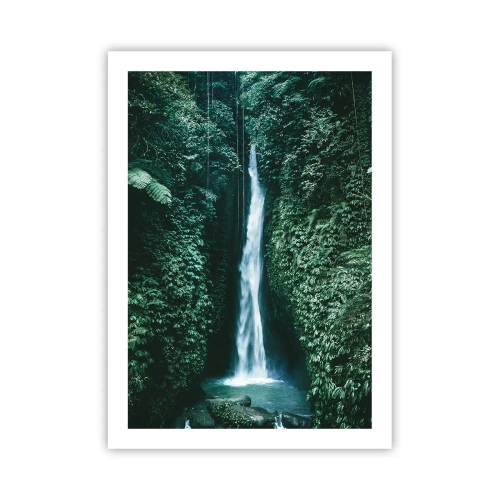 Póster - Cascada en la selva tropical - 50x70cm - Balneario tropical - Decoración de pared moderna para salón y dormitorio ARTTOR