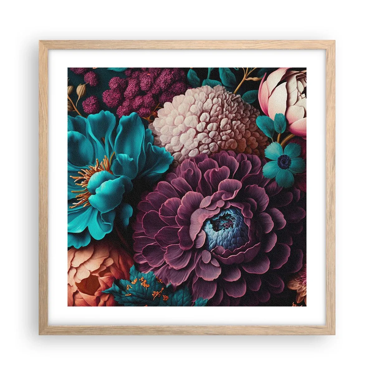 Póster en marco roble claro - Naturaleza en abundancia - 50x50 cm