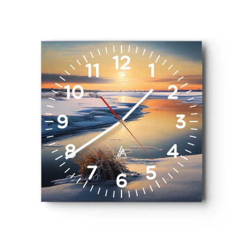 Reloj de pared - Reloj de vidrio - Atardecer de invierno - 40x40 cm