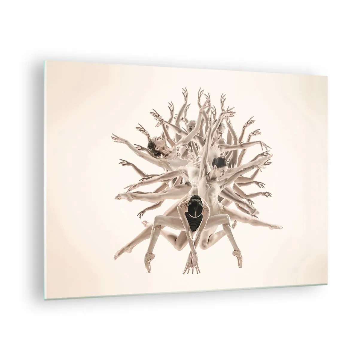 Cuadro sobre vidrio - Impresiones sobre Vidrio - Una composición de bailarines en un arreglo dinámico artístico. - 70x50cm - Floreciendo en la danza - Decoración de pared moderna para salón y dormitorio ARTTOR