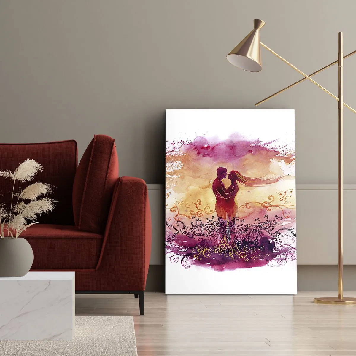 Cuadro sobre lienzo - Impresión de Imagen - ¡Un solo corazón! Necesito tan poco para ser feliz… - 55x100 cm