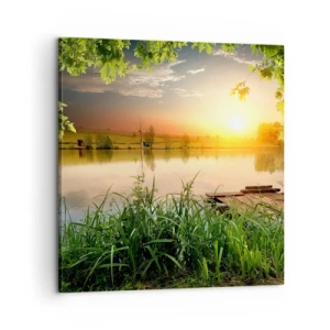 Cuadro sobre lienzo - Impresión de Imagen - Paisaje en un marco verde - 60x60 cm