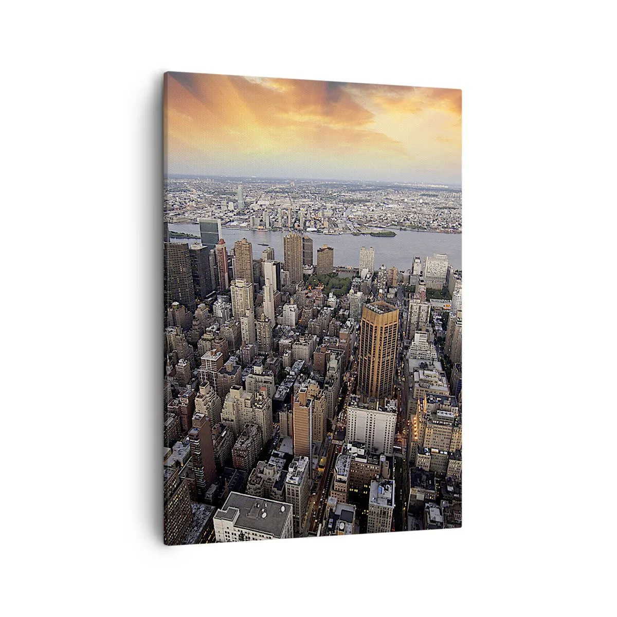 Cuadro sobre lienzo - Impresión de Imagen - Vista de la metrópoli con la puesta de sol - 50x70cm - El corazón palpitante de nuestro tiempo - Decoración de pared moderna para salón y dormitorio ARTTOR