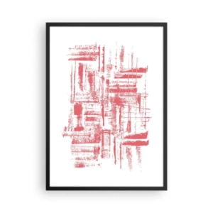 Póster en marco negro - Líneas geométricas rojas sobre fondo blanco - 50x70cm - Ciudad roja - Decoración de pared moderna para salón y dormitorio ARTTOR