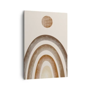 Cuadro sobre lienzo - Impresión de Imagen - Motivo planetario geométrico en tonos marrones - 50x70cm - En otro mundo - Decoración de pared moderna para salón y dormitorio ARTTOR