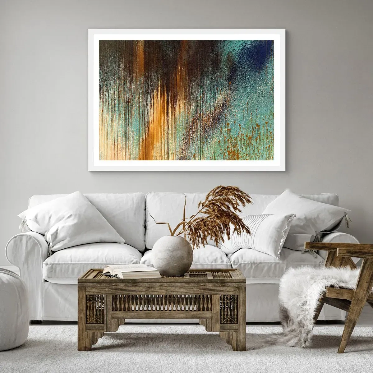 Póster en marco blanco - Una composición colorista no accidental - 91x61 cm