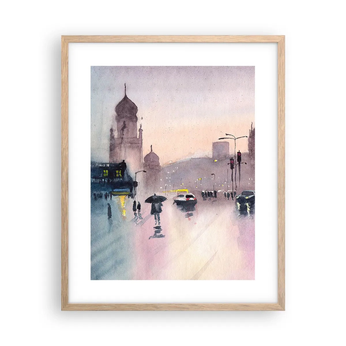 Póster en marco roble claro - En una niebla lluviosa - 40x50 cm