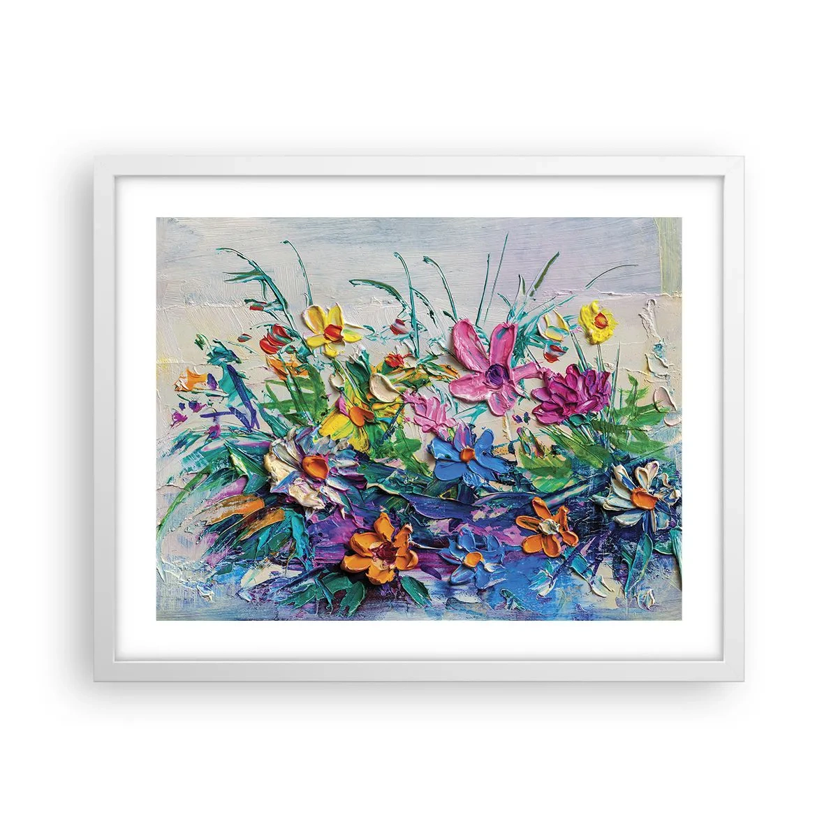 Póster en marco blanco - La energía de las flores - 50x40 cm