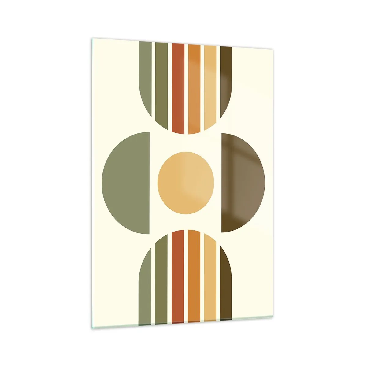 Cuadro sobre vidrio - Impresiones sobre Vidrio - Diseño geométrico abstracto con tonos terrosos y formas atrevidas. - 50x70cm - Los tonos de la tierra - Decoración de pared moderna para salón y dormitorio ARTTOR