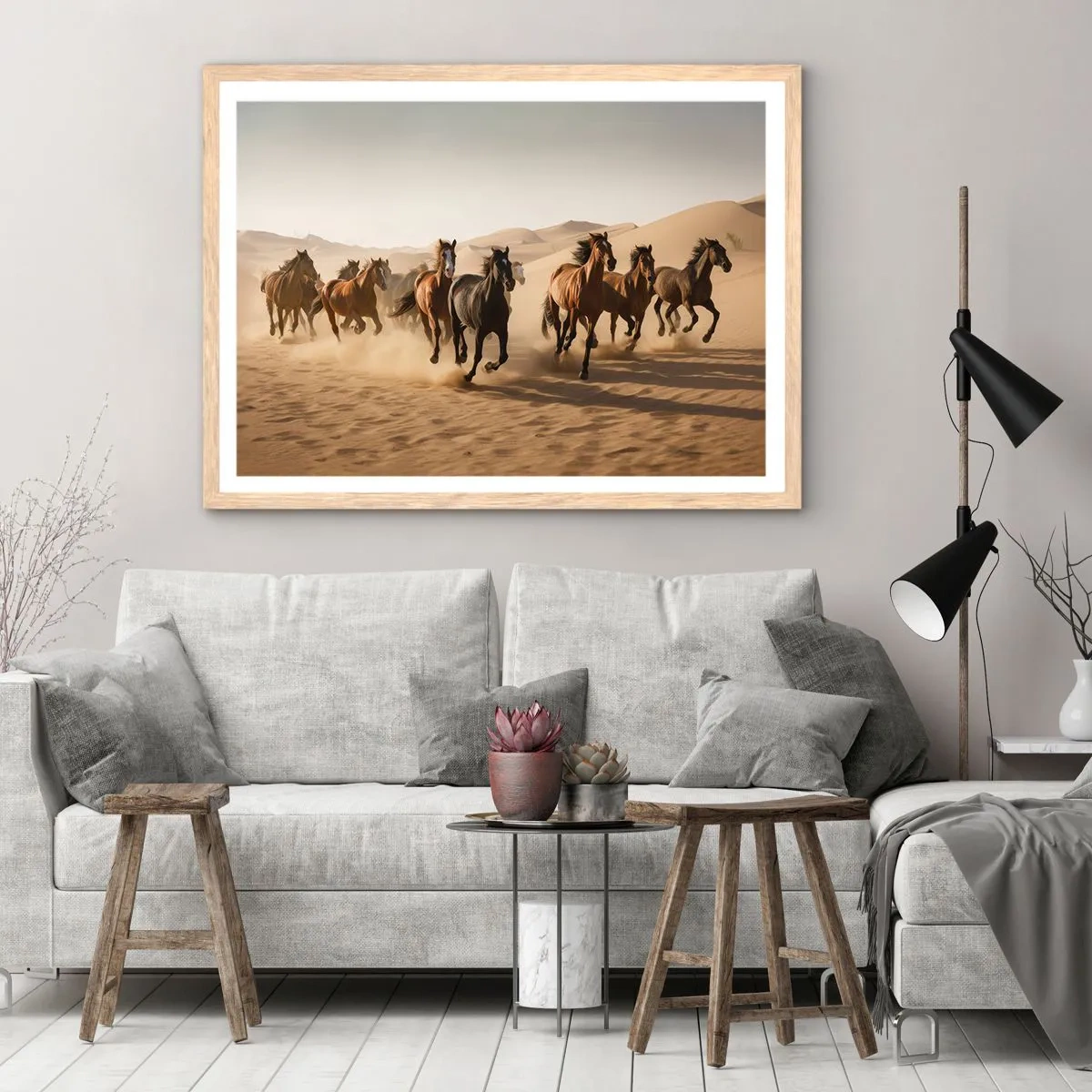 Póster en marco roble claro - Libre como el viento - 50x40 cm