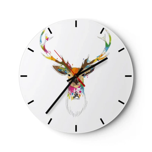Reloj de pared - Reloj de vidrio - Un suave ciervo bañado en color - 40x40 cm
