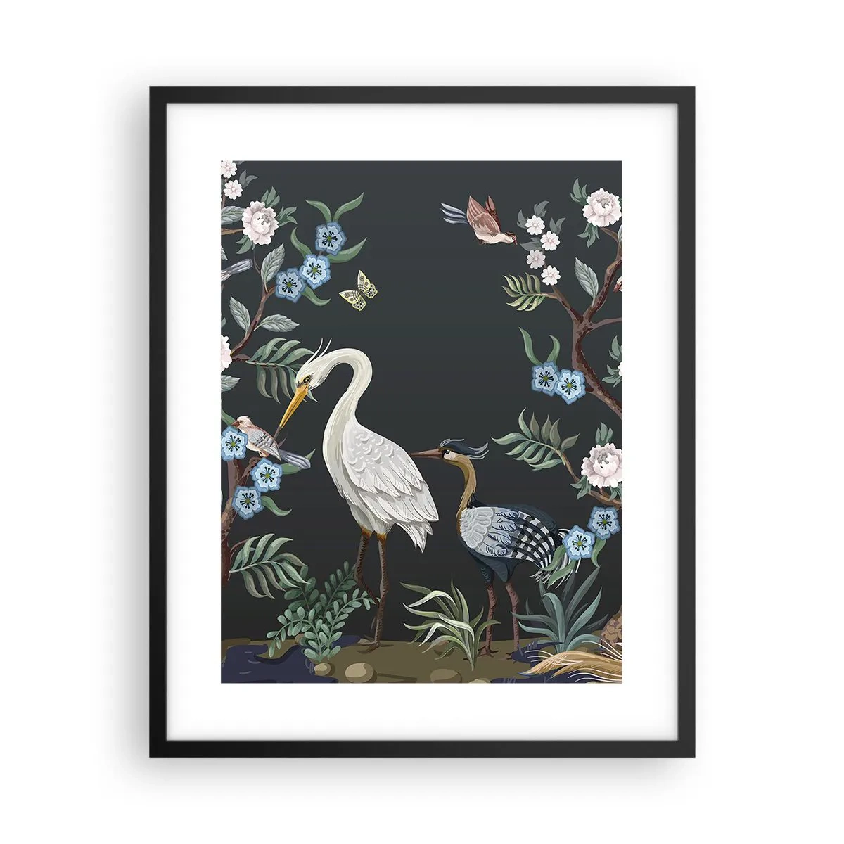 Póster en marco negro - Desfile de aves - 40x50 cm
