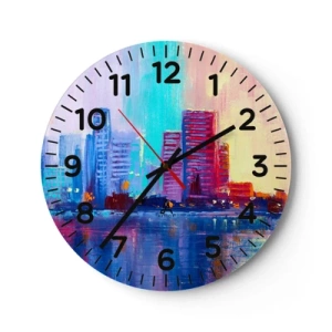 Reloj de pared - Reloj de vidrio - Bañado en color - 30x30 cm
