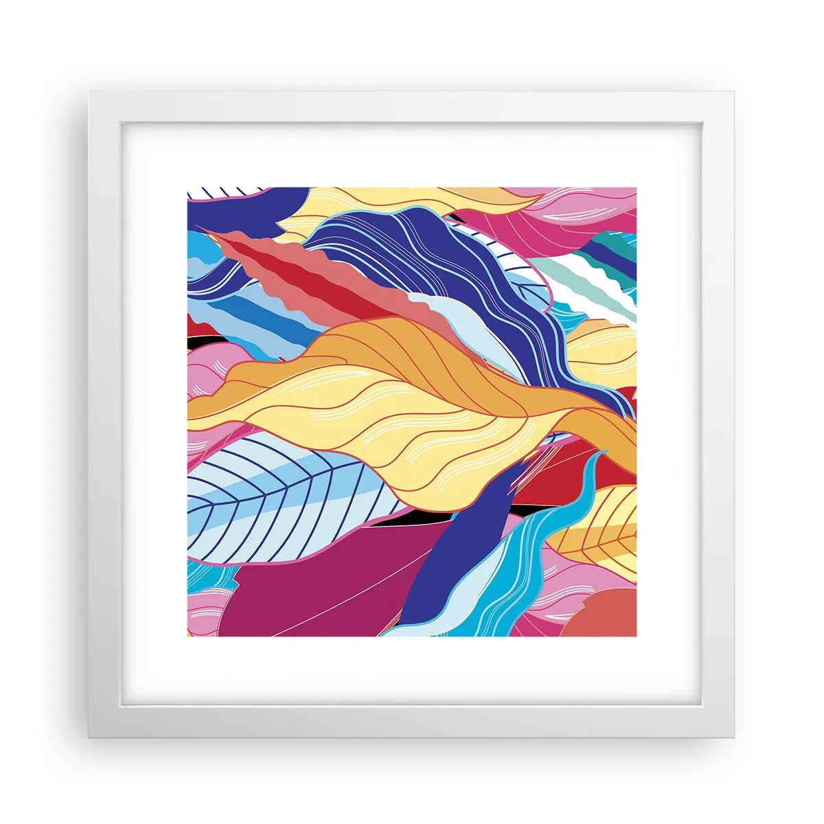 Póster en marco blanco - Desorden colorido - 30x30 cm