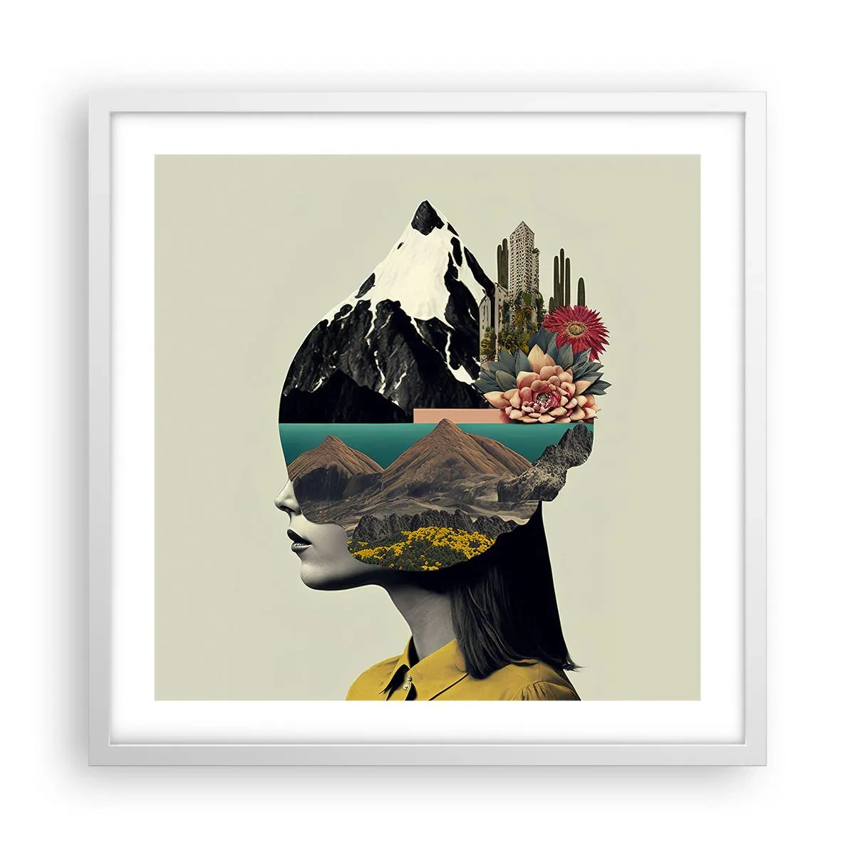 Póster en marco blanco - La mujer, siempre un misterio - 50x50 cm