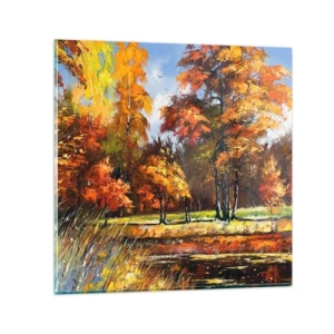 Cuadro sobre vidrio - Impresiones sobre Vidrio - Paisaje en dorado y marrón - 30x30 cm