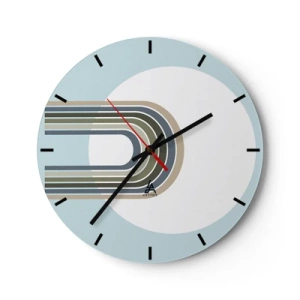 Reloj de pared - Reloj de vidrio - Líneas gráficas en forma de imán sobre un fondo azul. - 30x30cm - Una atracción irresistible - Decoración de pared moderna para salón, cocina y dormitorio ARTTOR