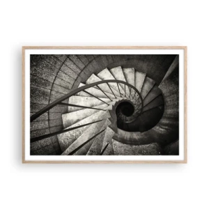 Póster en marco roble claro - Escaleras arriba, escaleras abajo - 100x70 cm