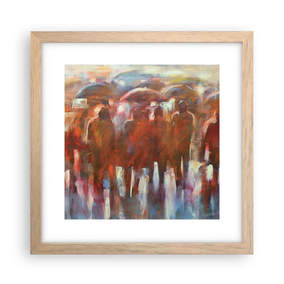 Póster en marco roble claro - Iguales entre la niebla - 30x30 cm