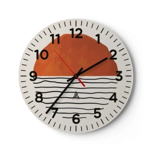 Reloj de pared - Reloj de vidrio - En un ambiente japonés - 40x40 cm