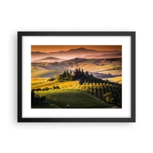 Póster en marco negro - Paisaje toscano - 40x30 cm