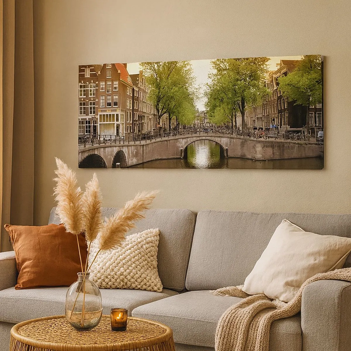 Cuadro sobre lienzo - Impresión de Imagen - ¿En barco o en bicicleta? - 100x40 cm