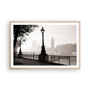 Póster en marco roble claro - La mañana de Londres - 91x61 cm