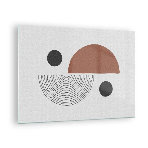 Cuadro sobre vidrio - Impresiones sobre Vidrio - Figuras geométricas sobre un fondo claro en estilo abstracto. - 70x50cm - La perfección del círculo - Decoración de pared moderna para salón y dormitorio ARTTOR