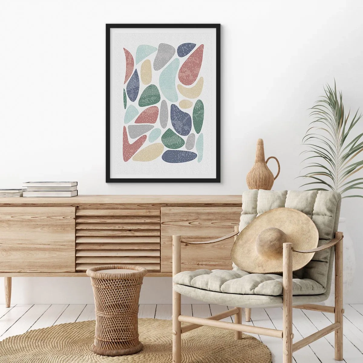 Póster en marco negro - Mosaico de colores empolvados - 30x40 cm