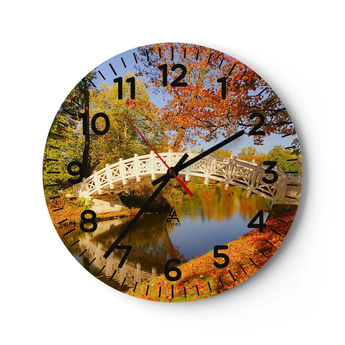 Reloj de pared - Reloj de vidrio - En un puente blanco de suspiros - 40x40 cm