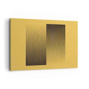 Cuadro sobre lienzo - Impresión de Imagen - Líneas negras verticales sobre un fondo amarillo - 120x80cm - Cuadrado de opuestos - Decoración de pared moderna para salón y dormitorio ARTTOR