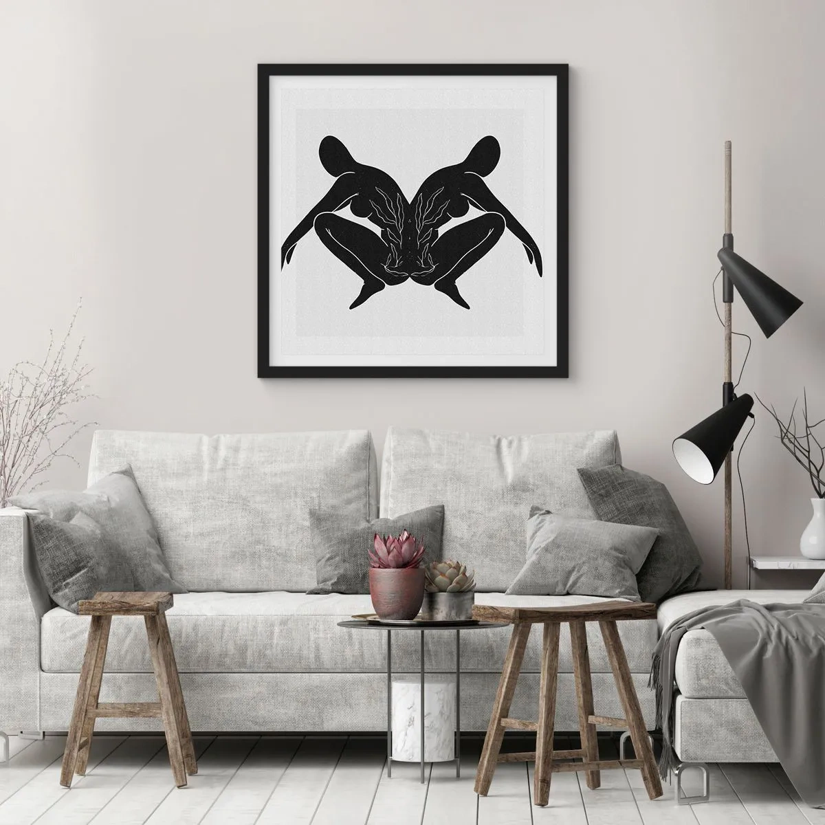 Póster en marco negro - Un alma compartida - 30x30 cm