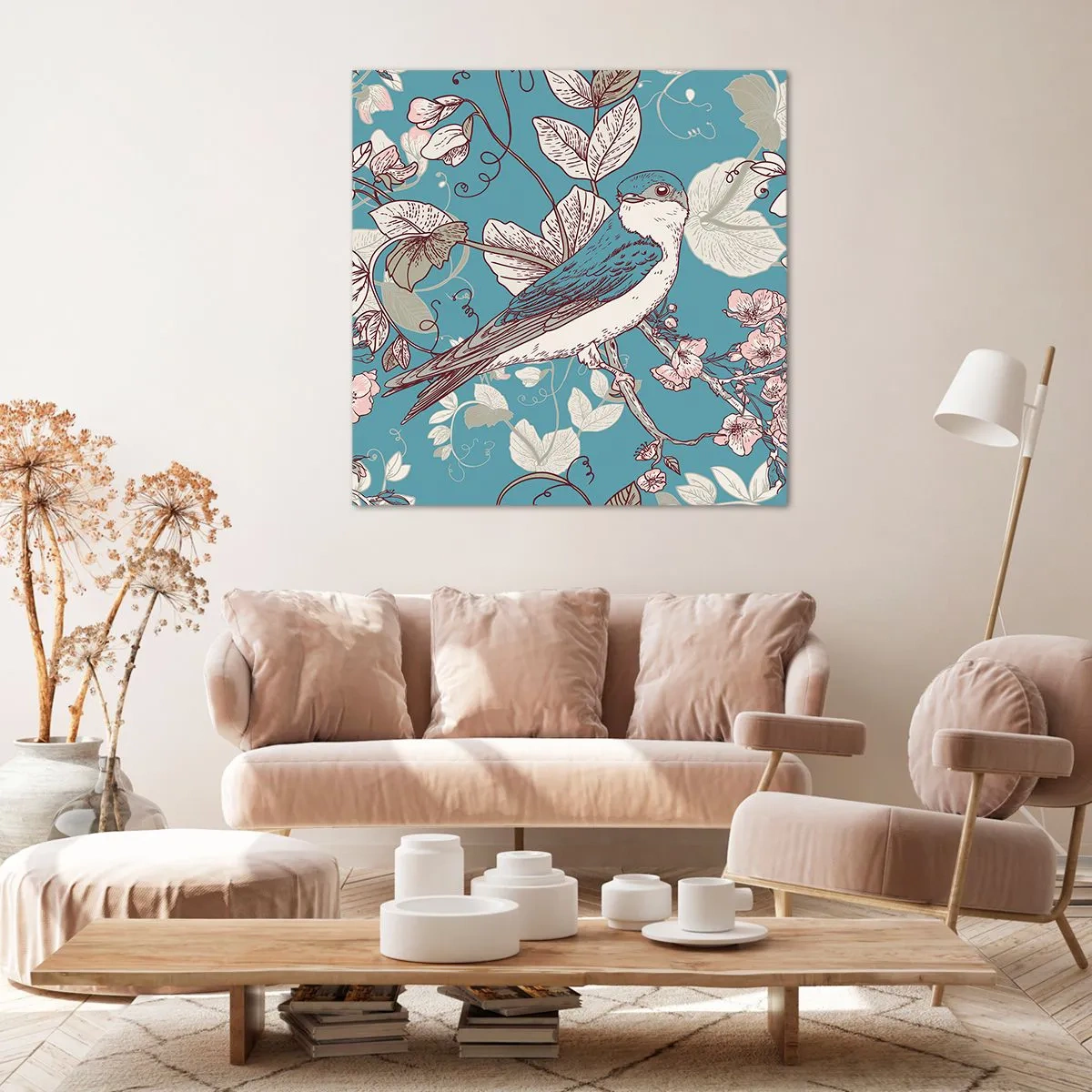 Cuadro sobre lienzo - Impresión de Imagen - En el cerezo - 40x40 cm