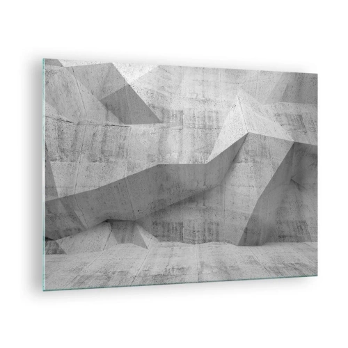 Cuadro sobre vidrio - Impresiones sobre Vidrio - Estructura geométrica de hormigón en tonos grises. - 70x50cm - Un verdadero desafío - Decoración de pared moderna para salón y dormitorio ARTTOR