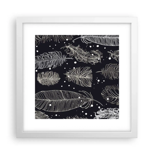 Póster en marco blanco - Encaje de plumas - 30x30 cm