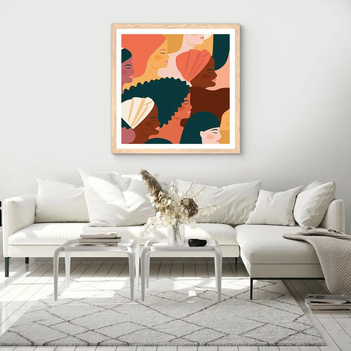 Póster en marco roble claro - La feminidad - 40x40 cm