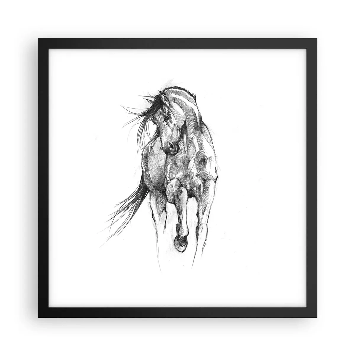 Póster en marco negro - En un elegante trote - 40x40 cm