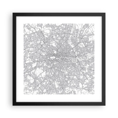 Póster en marco negro - Un mapa del laberinto de Londres - 40x40 cm