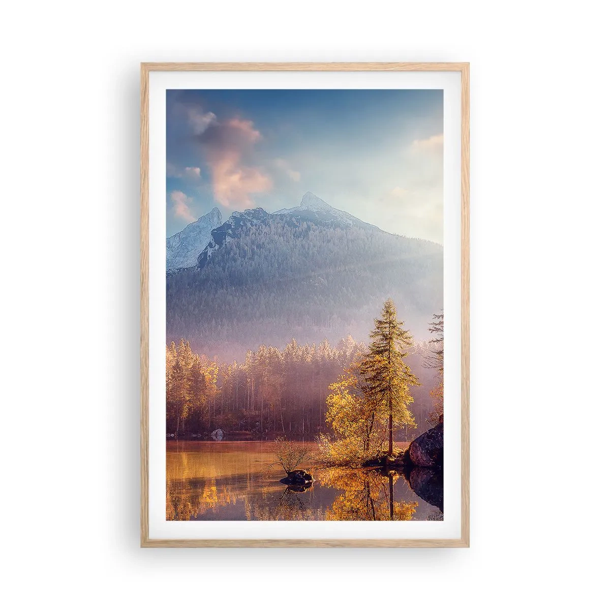 Póster en marco roble claro - Entre las montañas y los valles - 61x91 cm