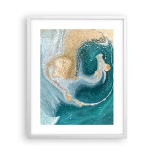 Póster en marco blanco - Un remolino de oro y turquesa - 40x50 cm