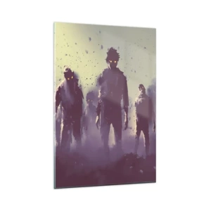 Cuadro sobre vidrio - Impresiones sobre Vidrio - Escena oscura con siluetas con ojos amarillos. - 80x120cm - ¡Cuidado! Aquí vienen - Decoración de pared moderna para salón y dormitorio ARTTOR