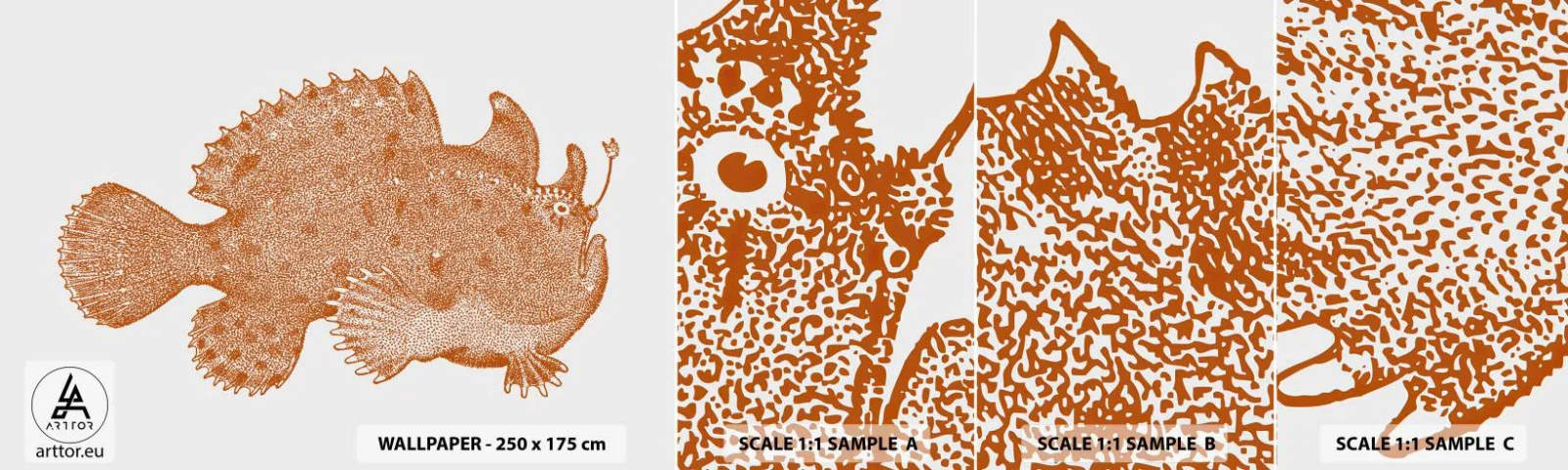 Muestra de fotomural autoadhesivo Deluxe Sticker - Y sin embargo, un simple pez - Pescado de mar, Océano, Playa - 100x30 cm