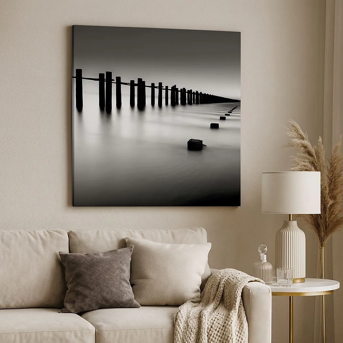 Cuadro sobre lienzo - Impresión de Imagen - Valles grises en la niebla - 30x30 cm