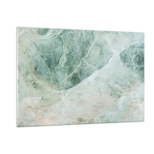 Cuadro sobre vidrio - Impresiones sobre Vidrio - Textura verde-beige que se asemeja a la piedra natural. - 120x80cm - El noble frescor de la piedra - Decoración de pared moderna para salón y dormitorio ARTTOR