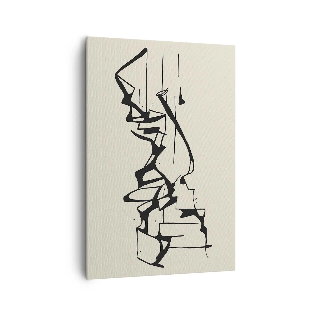 Cuadro sobre lienzo - Impresión de Imagen - Dibujo abstracto de montañas en blanco y negro - 70x100cm - Tal vez sea un paisaje - Decoración de pared moderna para salón y dormitorio ARTTOR