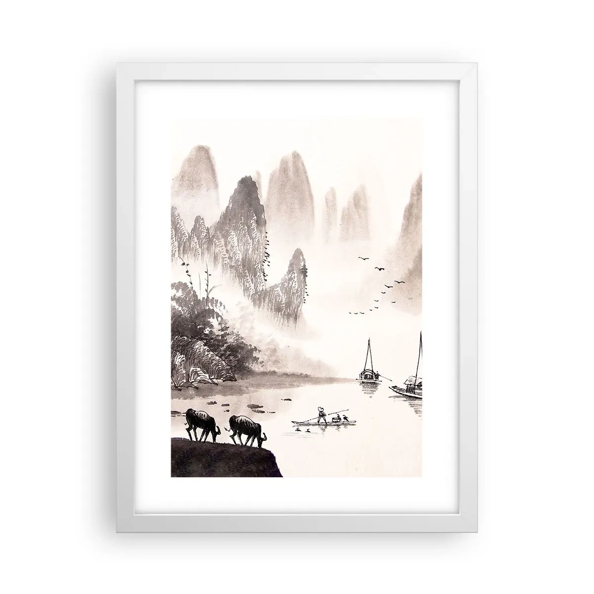 Póster en marco blanco - La exótica vida cotidiana de Oriente - 30x40 cm