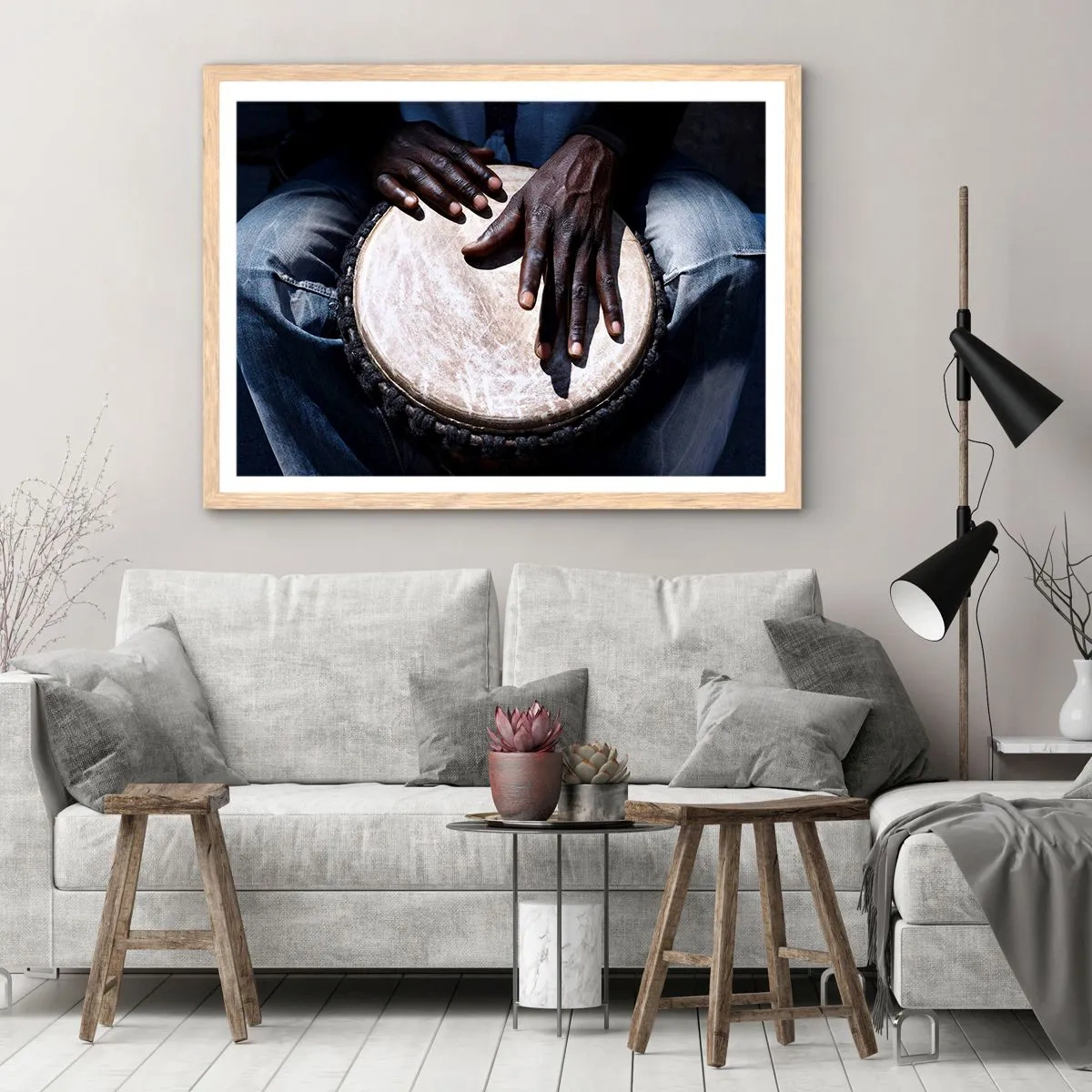 Póster en marco roble claro - Vive a tu ritmo - 100x70 cm