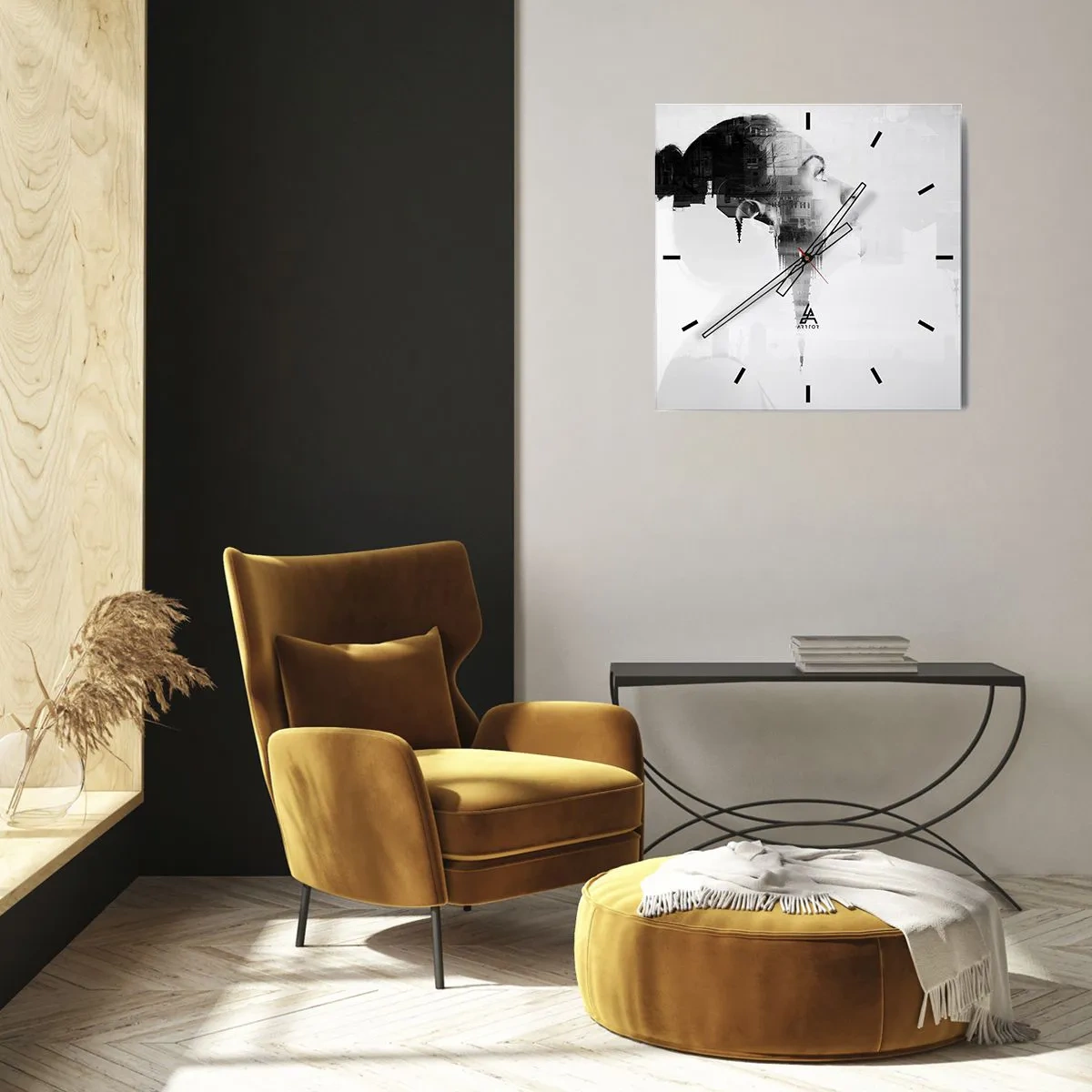 Reloj de pared - Reloj de vidrio - A ambos lados del cristal - 30x30 cm