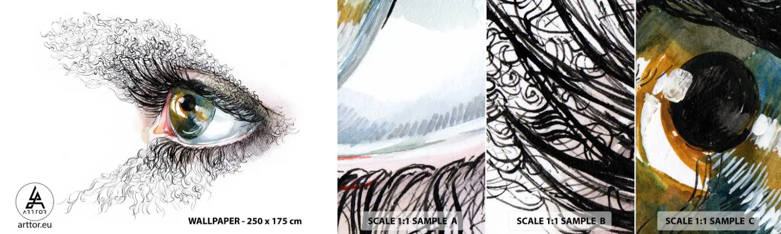 Muestra de fotomural autoadhesivo Deluxe Sticker - Mira directamente a tu alma - Abstracción, Gráficos, Ojo - 100x30 cm