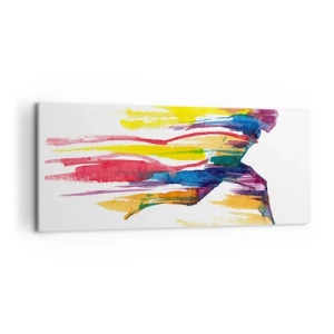 Cuadro sobre lienzo - Impresión de Imagen - Un corredor en colores abstractos que simboliza dinamismo y energía. - 120x50cm - Corre a través del arco iris - Decoración de pared moderna para salón y dormitorio ARTTOR